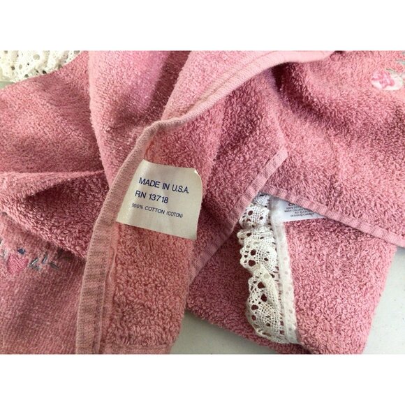 Cannon Vintage Pink Embroidered Towel Set of 4 - Picture 5 of 7